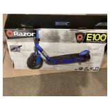 Razor Black Label E100 Electric Scooter - Blue, up to 10 mph, 8" Pneumatic Front Tire, for Child 8+