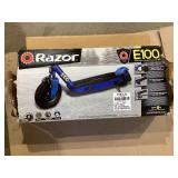 Razor Black Label E100 Electric Scooter - Blue, up to 10 mph, 8" Pneumatic Front Tire, for Child 8+