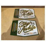 LOT OF 2 Open Road Brands Stay Awhile Metal Wall Thermometer