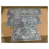 Ileading Boho Kitchen Rugs Sets 3 Piece with Runner Floral Kitchen Floor Mat Carpet Farmhouse Kitchen Rugs and Mats Non Skid Washable Runner Rug for Kitchen Floor Office Sink Laundry, Blue