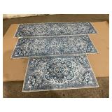 Ileading Boho Kitchen Rugs Sets 3 Piece with Runner Floral Kitchen Floor Mat Carpet Farmhouse Kitchen Rugs and Mats Non Skid Washable Runner Rug for Kitchen Floor Office Sink Laundry, Blue