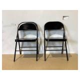 LOT OF 2 All Steel Folding Chair Reinforced Frame Black