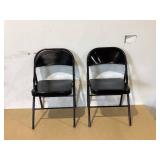 LOT OF 2 All Steel Folding Chair Reinforced Frame Black