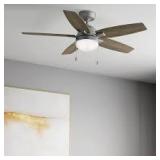 Hunter Antero 52 in. Hunter Express Indoor Matte Silver Ceiling Fan with Light Kit Included  Customer Returns See Pictures