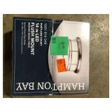 Hampton Bay Portland Court 14 in. 1-Light Brushed Nickel LED Flush Mount Ceiling Light with Etched White Glass  Customer Returns See Pictures