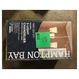 Hampton Bay Helena 19 in 3-Light Brushed Nickel Hanging Chandelier with Frosted Glass Shades for Dining Room Customer Returns See Pictures