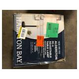 Hampton Bay Alderston 26 in. Matte Black and Antique Brass Adjustable Table Lamp  Customer Returns See Pictures