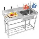 VEVOR Stainless Steel Utility Sink 39.4 x 19.1 x 37.4 in. Commercial Single Bowl Sinks, NSF Certified Customer Returns See Pictures