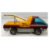 1969 REDLINE Hot Wheels "The Heavy Weights" Tow Truck Transparent Rust Red With Button