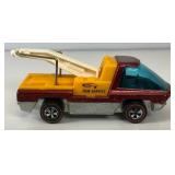1969 REDLINE Hot Wheels "The Heavy Weights" Tow Truck Transparent Rust Red With Button