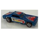1969 REDLINE Hot Wheels "The Mongoose II" Blue Funny Car With Slide On Bottom (STAR RIVET) Nice Condition