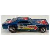 1969 REDLINE Hot Wheels "The Mongoose II" Blue Funny Car With Slide On Bottom (STAR RIVET) Nice Condition