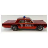 1968 REDLINE Hot Wheels "Fire Chief Cruiser" With Button & Blue Light On Top Very Nice Condition