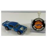 1969 REDLINE Hot Wheels "King Cuda" Transparent Blue With Button Very Nice Condition
