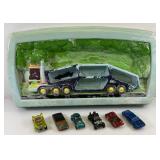 1968 Redline Hot Wheels Blue SHOWCASE PLAQUE Car Carrier (AS SEEN WITH REDLINE PARTS CARS)