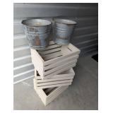 Rustic Crates and Buckets