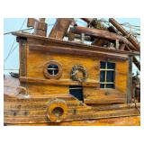 Handcrafted Wooden Ship Model Lamp Nautical Accent