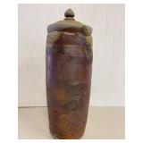 Vintage Lidded Pottery Jar Textured Artisan Design