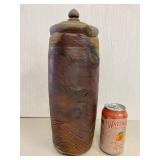 Vintage Lidded Pottery Jar Textured Artisan Design