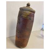 Vintage Lidded Pottery Jar Textured Artisan Design