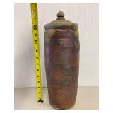 Vintage Lidded Pottery Jar Textured Artisan Design