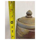 Vintage Lidded Pottery Jar Textured Artisan Design