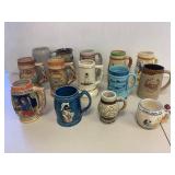 Collection of 15 Vintage Souvenir Beer Steins and Mugs