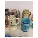 Collection of 15 Vintage Souvenir Beer Steins and Mugs