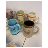 Collection of 15 Vintage Souvenir Beer Steins and Mugs