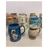 Collection of 15 Vintage Souvenir Beer Steins and Mugs