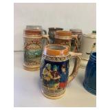 Collection of 15 Vintage Souvenir Beer Steins and Mugs