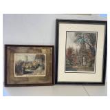 Framed Vintage Architectural Art Prints Set