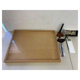 Wooden Display Case Set with Pocket Knives Collection and Accessories