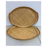 Vintage Home Decor Lot: Woven Trays, Glass Cups, Dior Plate & Coasters