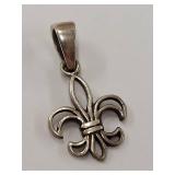 Sterling Silver Fleur-de-lis Pendant Necklace 925 Elegant Design