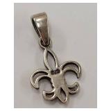 Sterling Silver Fleur-de-lis Pendant Necklace 925 Elegant Design