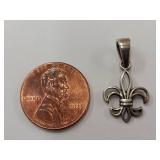 Sterling Silver Fleur-de-lis Pendant Necklace 925 Elegant Design