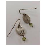 Sterling Silver VIDA Earrings with Green Bead