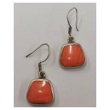 Sterling Silver Coral Colored Dangle Earrings