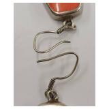 Sterling Silver Coral Colored Dangle Earrings