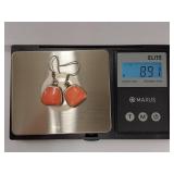 Sterling Silver Coral Colored Dangle Earrings