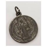 Vintage Sterling Silver Religious Medallion Pendant