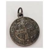 Vintage Sterling Silver Religious Medallion Pendant