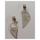 Sterling Silver Big Sis Little Sis Pendant Set