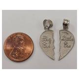 Sterling Silver Big Sis Little Sis Pendant Set