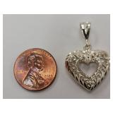 Sterling Silver Intricate Heart Shape Pendant