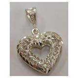 Sterling Silver Intricate Heart Shape Pendant