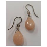 Sterling Silver Peach Stone Drop Earrings