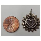 Vintage Sterling Silver Sun Heart Pendant