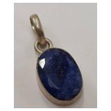 Sterling Silver Pendant with Blue Stone